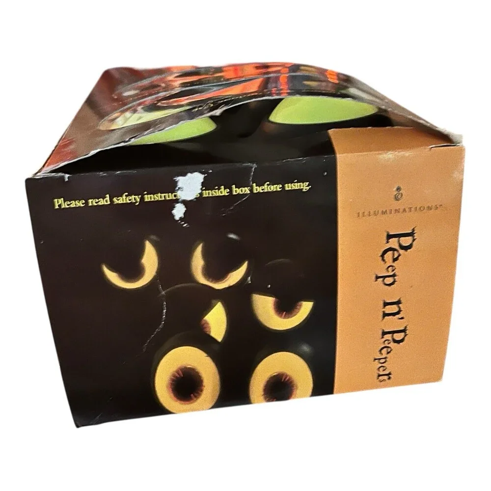 VTG 90s Peep n Peepers Halloween Light Set 3 Spooky Flash Eyes Open Box NIP Work